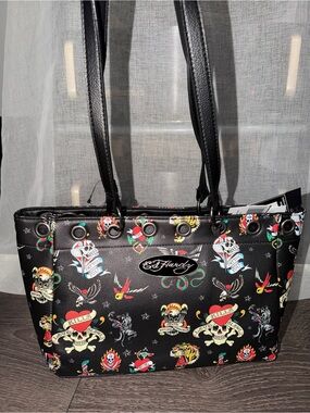 Ed Hardy Y2K Black Tattoo-Print Tote